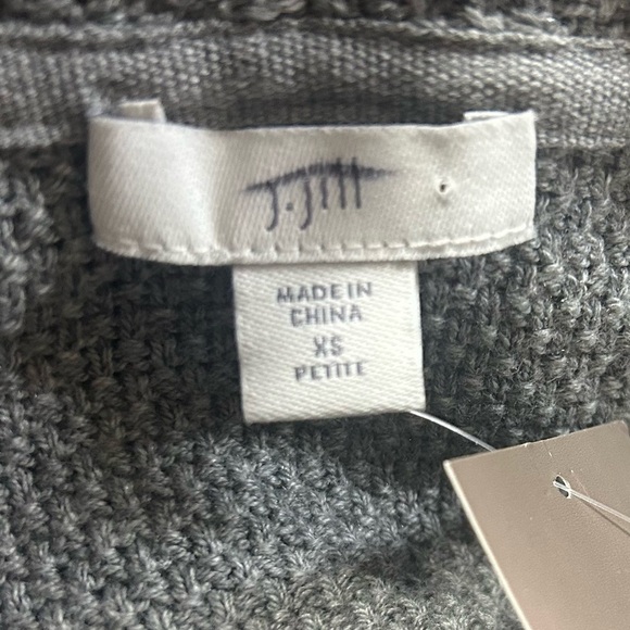 NEW J.Jill Long Fringe Cardi XS Petite Gray Belt Shawl Collar Closet Staple - Picture 9 of 13